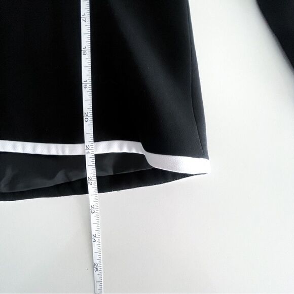 A & K Designs Cropped Blazer Jacket Women's 6P Black White Trim Notched Lapels - Picture 8 of 10